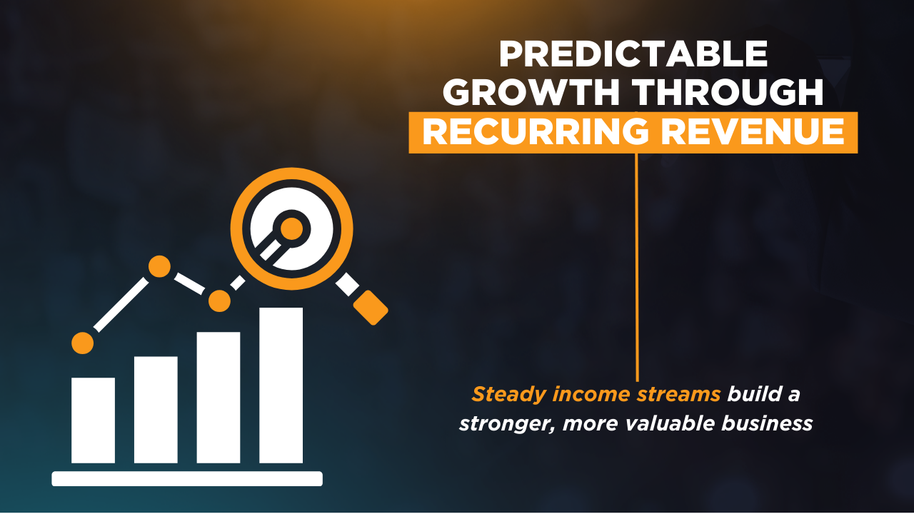 Business revenue growth chart with predictable income streams