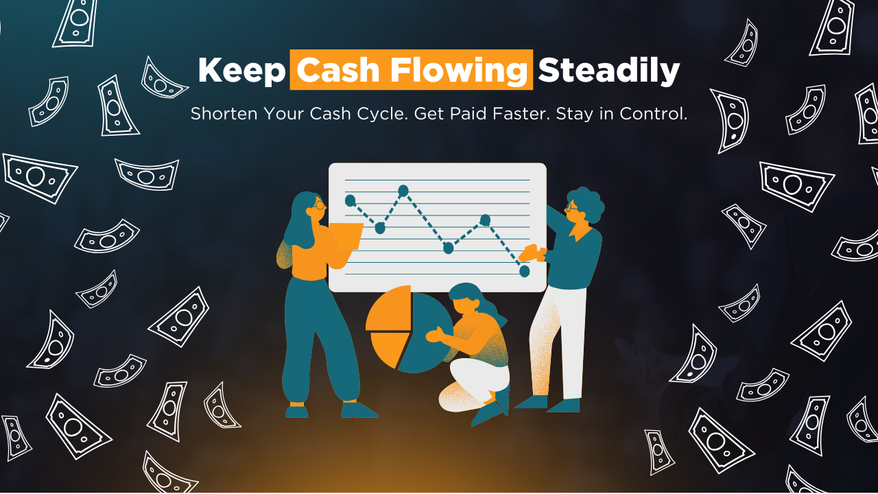 Cash flow timeline showing inflows and outflows for business management